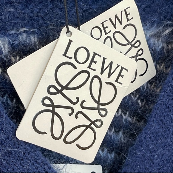 NWT Loewe Mohair Knit Cardigan Oversized Women’s Blue Sweater Polar Bear Winter - Picture 8 of 16